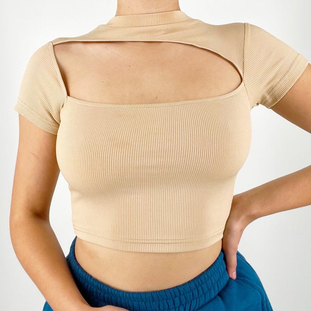 Out Crop Top in the color KHAKI
